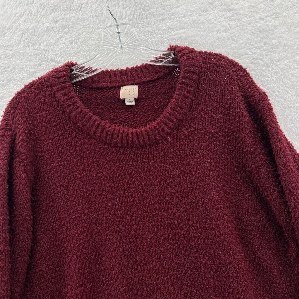 A New Day Sweater Womens Large Red Pullover Top Long Sleeve Chunky‎ Knit
